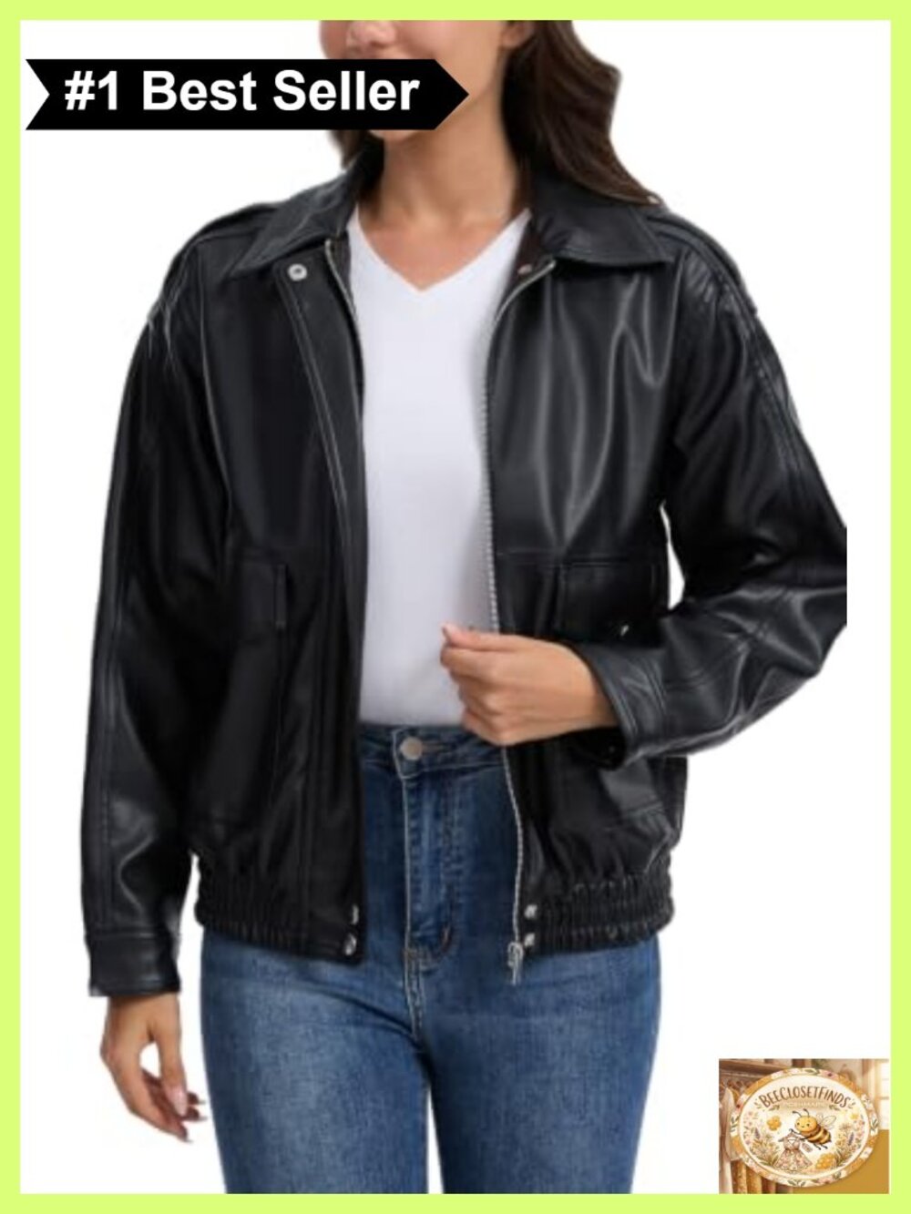 Faux Leather Jacket Women Moto Biker Oversized Snap Button Zipper
